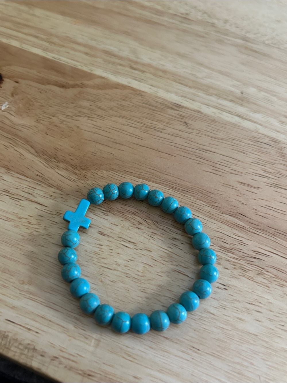 Turquoise Cross Beaded Stretch Bracelet